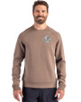 New York Yankees Mono Cutter & Buck Roam Epic Versatility Recycled Crew Neck Mens Pullover Mushroom Front