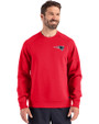 New England Patriots Cutter & Buck Roam Epic Versatility Recycled Crew Neck Mens Pullover Red Front