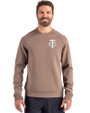 Minnesota Twins Mono Cutter & Buck Roam Epic Versatility Recycled Crew Neck Mens Pullover Mushroom Front