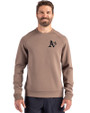 Athletics Mono Cutter & Buck Roam Epic Versatility Recycled Crew Neck Mens Pullover Mushroom Front