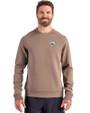 Toronto Blue Jays Mono Cutter & Buck Roam Epic Versatility Recycled Crew Neck Mens Pullover Mushroom Front