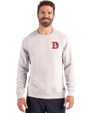 Denver Broncos Historic Cutter & Buck Roam Recycled Buttery-Soft Knit Mens Crew Neck Pullover Solitaire Front