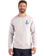 Detroit Lions Historic Cutter & Buck Roam Recycled Buttery-Soft Knit Mens Crew Neck Pullover Solitaire Front