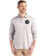 Chicago Cubs Mono Cutter & Buck Coastline Epic Comfort Recycled Mens Long Sleeve Polo CONCRETE Front