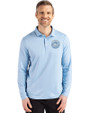New York Mets Mono Cutter & Buck Coastline Epic Comfort Recycled Mens Long Sleeve Polo Atlas Light Blue Front
