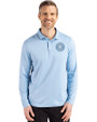 Houston Astro Mono Cutter & Buck Coastline Epic Comfort Recycled Mens Long Sleeve Polo Atlas Light Blue Front