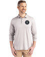 Houston Astro Mono Cutter & Buck Coastline Epic Comfort Recycled Mens Long Sleeve Polo CONCRETE Front