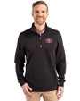 San Francisco 49ers Cutter & Buck Traverse Stretch Eco Quarter Zip Mens Big and Tall Pullover Black Front