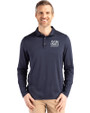 New York Giants Historic Cutter & Buck Coastline Epic Comfort Recycled Mens Long Sleeve Polo Navy Blue Front
