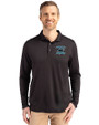 Carolina Panthers Historic Cutter & Buck Coastline Epic Comfort Recycled Mens Long Sleeve Polo BL_PRO_HG 
