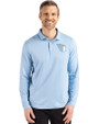 Cleveland Guardians Mono Cutter & Buck Coastline Epic Comfort Recycled Mens Long Sleeve Polo Atlas Light Blue Front