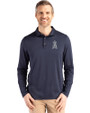 Los Angeles Angels Mono Cutter & Buck Coastline Epic Comfort Recycled Mens Long Sleeve Polo Navy Blue Front