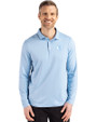 San Francisco 49ers Monochromatic Cutter & Buck Coastline Recycled Double Peached Mens Long Sleeve Polo Atlas Light Blue Front