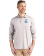 Detroit Lions Historic Cutter & Buck Coastline Recycled Double Peached Mens Long Sleeve Polo CONCRETE Front