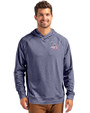 Tampa Bay Rays Stars & Stripes Cutter & Buck Adapt Knit Recycled Mens Heathered Hooded Pullover Navy Blue Heather Front