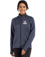 Cleveland Browns Americana Cutter & Buck Peshastin Recycled Grid Fleece Womens Full Zip Jacket Navy Blue Heather Front