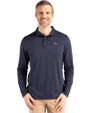 Denver Broncos Americana Cutter & Buck Coastline Epic Comfort Recycled Mens Long Sleeve Polo Navy Blue Front