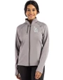 Los Angeles Dodgers Cutter & Buck Peshastin Fleece Recycled Womens Full Zip Jacket Elemental Grey Heather Front