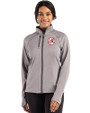 New York Yankees Cooperstown Cutter & Buck Peshastin Fleece Recycled Womens Full Zip Jacket Elemental Grey Heather Front