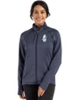 Chicago Cubs Cooperstown Cutter & Buck Peshastin Fleece Recycled Womens Full Zip Jacket Navy Blue Heather Front