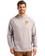 Pittsburgh Pirates Cutter & Buck Adapt Knit Recycled Mens Heathered Hooded Pullover Polished Heather Front