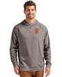 San Francisco Giants Cutter & Buck Adapt Knit Recycled Mens Heathered Hooded Pullover Black Heather Front