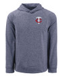 Minnesota Twins Cutter & Buck Adapt Knit Recycled Mens Heathered Hooded Pullover Navy Blue Heather Mannequin
