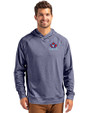 Toronto Blue Jays Cooperstown Cutter & Buck Adapt Knit Recycled Mens Heathered Hooded Pullover Navy Blue Heather Front