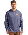 Houston Astros Cutter & Buck Adapt Knit Recycled Mens Heathered Hooded Pullover Navy Blue Heather Front