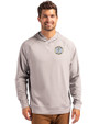Milwaukee Brewers Cooperstown Cutter & Buck Adapt Knit Recycled Mens Heathered Hooded Pullover Polished Heather Front