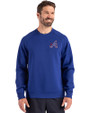 Atlanta Braves City Connect Cutter & Buck Roam Epic Versatility Recycled Crew Neck Mens Pullover Tour Blue Front