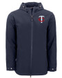 Minnesota Twins Cutter & Buck Camano Recycled Everyday Stretch Water Resistant Mens Full Zip Jacket Navy Blue Mannequin