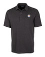 Pittsburgh Steelers Cutter & Buck Advantage Tri-Blend Jersey Mens Big and Tall Pocket Polo Black Heather Mannequin