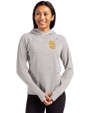 San Diego Padres Cutter & Buck Adapt Knit Recycled Womens Heathered Hooded Pullover Polished Heather Front