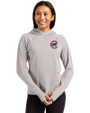 Chicago Cubs Cutter & Buck Adapt Knit Recycled Womens Heathered Hooded Pullover Polished Heather Front