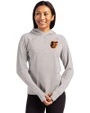 Baltimore Orioles Cutter & Buck Adapt Knit Recycled Womens Heathered Hooded Pullover Polished Heather Front