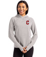 Cleveland Guardians - Cutter & Buck Adapt Knit Recycled Womens Heathered Hooded Pullover Polished Heather Front