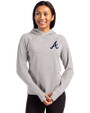 Atlanta Braves Cutter & Buck Adapt Knit Recycled Womens Heathered Hooded Pullover Polished Heather Front