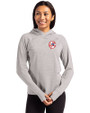 New York Yankees Cooperstown Cutter & Buck Adapt Recycled Soft Knit Stretch Womens Hooded Pullover Polished Heather Front