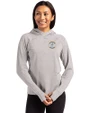 Milwaukee Brewers Cooperstown Cutter & Buck Adapt Recycled Soft Knit Stretch Womens Hooded Pullover Polished Heather Front