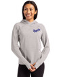 Kansas City Royals Cooperstown Cutter & Buck Adapt Knit Recycled Womens Heathered Hooded Pullover Polished Heather Front