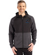 Miami Marlins Cutter & Buck Peshastin Fleece Recycled Mens Hybrid Jacket Black Heather Front