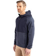 HoustonAstrosCooperstown- Cutter & Buck Peshastin Fleece Recycled Mens Hybrid Jacket Navy Blue Heather Side