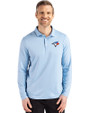 Toronto Blue Jays Cutter & Buck Coastline Epic Comfort Recycled Mens Long Sleeve Polo Atlas Light Blue Front