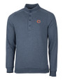 Chicago Bears Cutter & Buck Saturday Cotton Blend Mens Big and Tall  Mock Pullover Sweatshirt Navy Blue Heather Mannequin