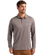 Colorado Rockies Cooperstown Cutter & Buck Coastline Epic Comfort Recycled Mens Long Sleeve Polo Elemental Grey Front