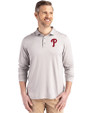 Philadelphia Phillies Cutter & Buck Coastline Epic Comfort Recycled Mens Long Sleeve Polo CONCRETE Front