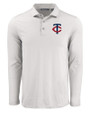 Minnesota Twins Cutter & Buck Coastline Epic Comfort Recycled Mens Long Sleeve Polo CONCRETE Mannequin