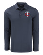 Minnesota Twins Cutter & Buck Coastline Epic Comfort Recycled Mens Long Sleeve Polo Navy Blue Mannequin