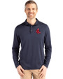 Boston Red Sox Cooperstown Cutter & Buck Coastline Recycled Double Peached Mens Long Sleeve Polo Navy Blue Front